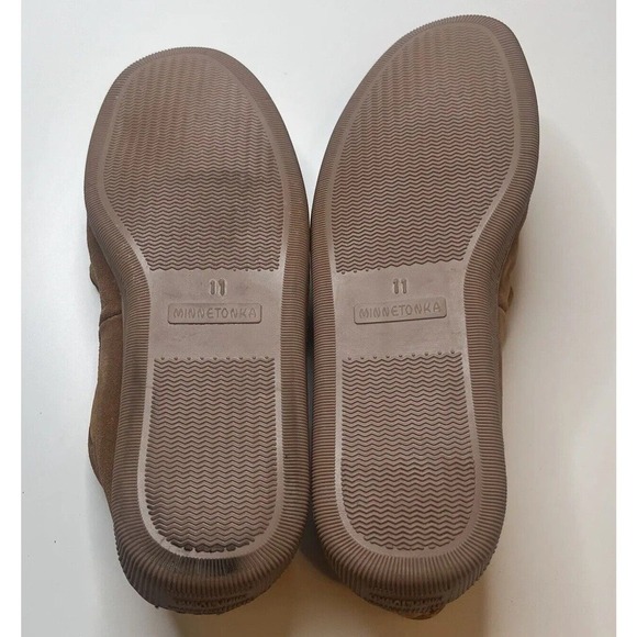 Minnetonka Leather Sheep Wool Lined Loafer Slippers Size 11 Men’s Brown - Picture 4 of 8